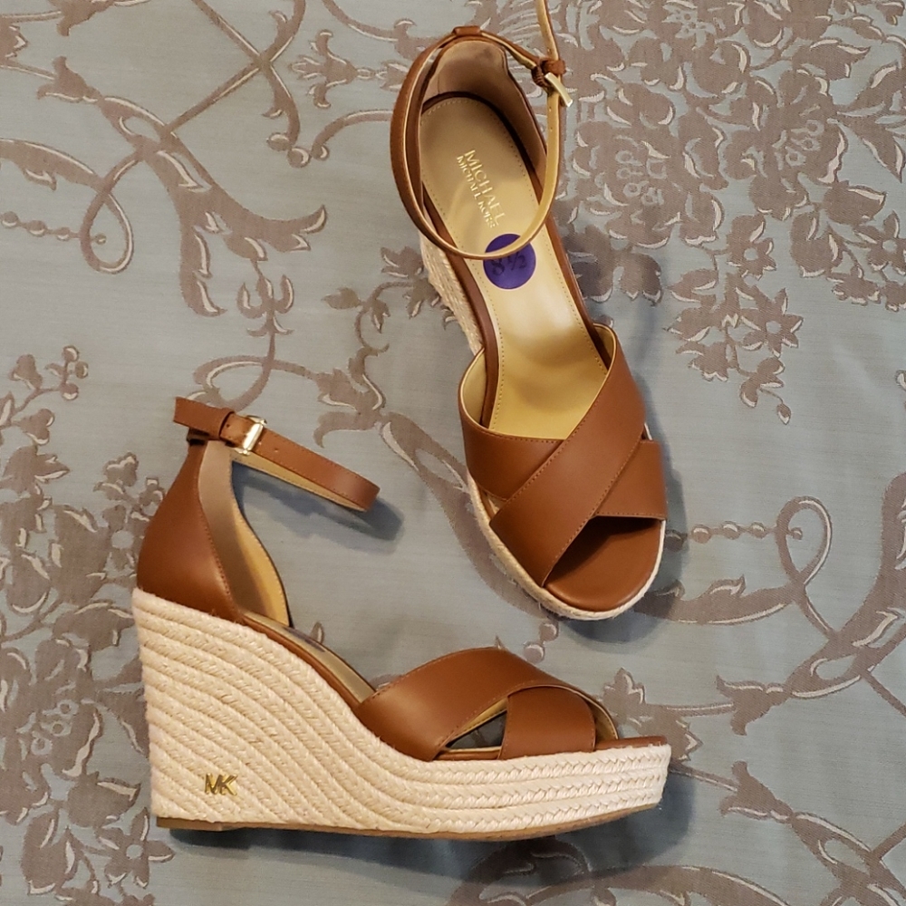 Michael Kors Eleanora Espadrille Open Toe Wedge Heels Women Size 8.5